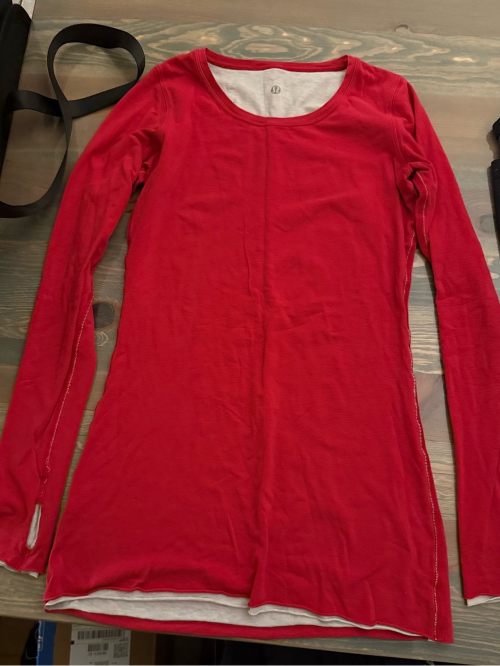 lululemon athletica Long Sleeve Scoop Neck Top in Red